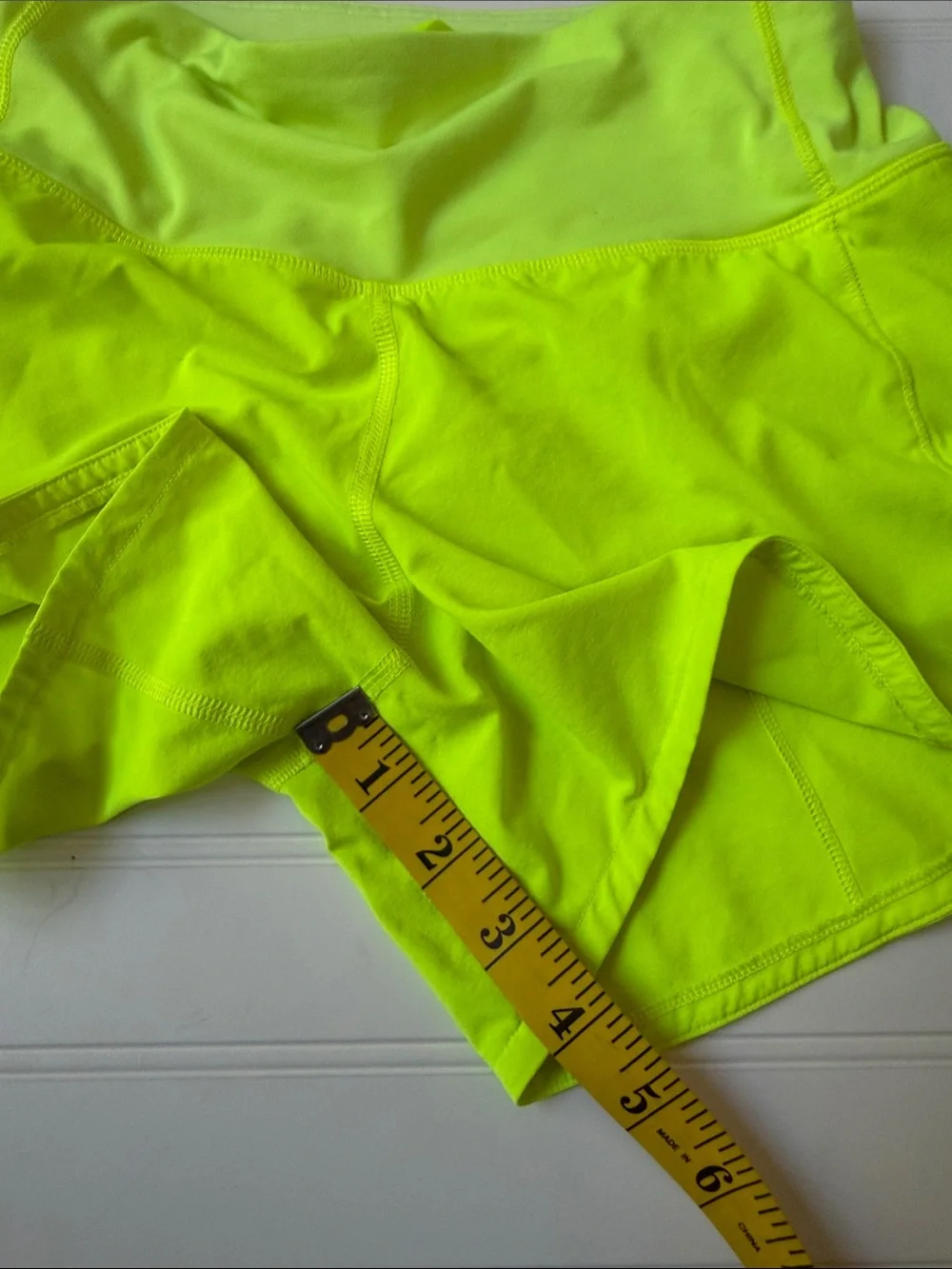(006)lululemon athletica Neon Yellow High-Waist Athletic Shorts